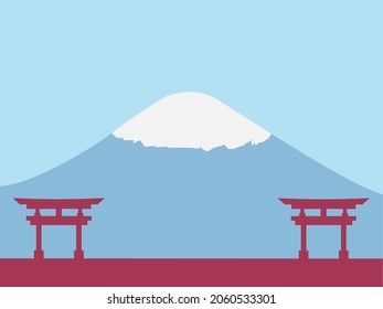 Japanese Culture Day Background. Coming of age day background. Illustration of a Japanese gate with mount fuji in the background, and a copy space area. Suitable placed on content with that theme.