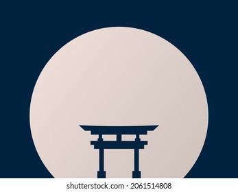 Japanese Culture Day Background. Coming of age day background. Japanese gate illustration with full moon background and copy space area. Suitable to place on content with that theme.