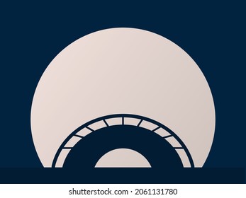 Japanese Culture Day Background or Greeting Card Design. Japanese bridge illustration with full moon background and copy space area. Suitable to place on content with that theme.