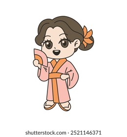 Japanese Culture Doodle Illustration - Cartoon Woman