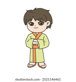 Japanese Culture Doodle Illustration - Cartoon Boy