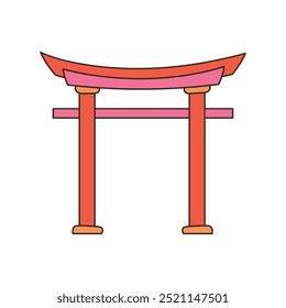 Japanese Culture Doodle Illustration - Torii Gate