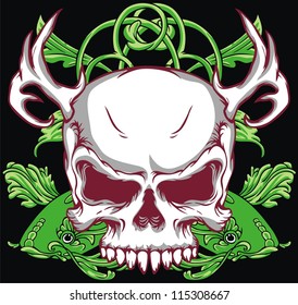 Japanese culture fish and skull