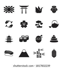 Japanese culture flat icons, Vector illustration in flat style