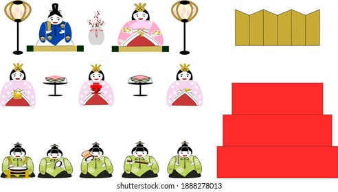 Japanese culture Hinamatsuri parts icon
