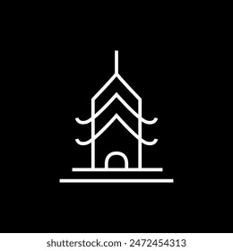 japanese culture house line logo design vector