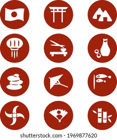 Japanese culture, icon illustration, vector on white background