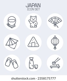 Japanese culture icon set, pictograms