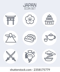 Japanese culture icon set, pictograms