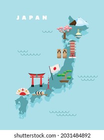 Japanese Culture Icons Map Stock Vector (Royalty Free) 2031484892 ...