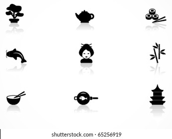 Japanese culture icons set