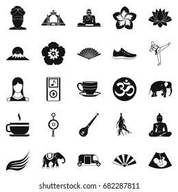 Japanese culture icons set. Simple set of 25 japanese culture vector icons for web isolated on white background