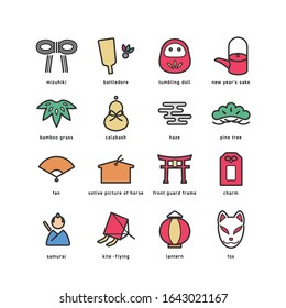 JAPANESE CULTURE LINE ICON SET