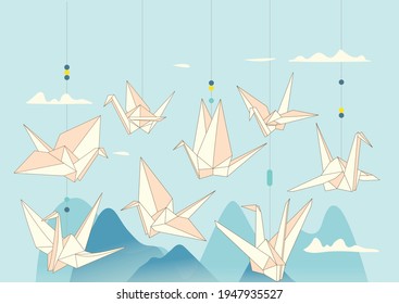 Japanese culture Origami Crane vector