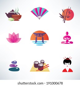 japanese culture, set of icons