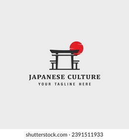 japanese culture torii gate logo vintage vector illustration concept template icon design