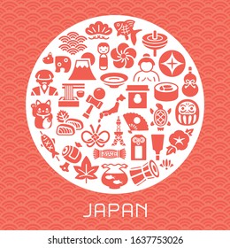 Japanese culture vector icon pattern card.