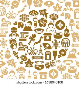 Japanese culture vector icon pattern card.