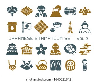 Japanese culture vector stamp icon set. vol.2