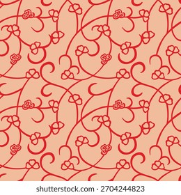 Japanese Curl Branch Vector Seamless Pattern