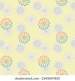 Japanese Curl Circle Flower Vector Seamless Pattern