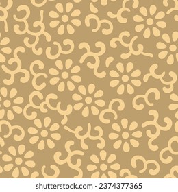 Japanese Curl Circle Flower Vector Seamless Pattern