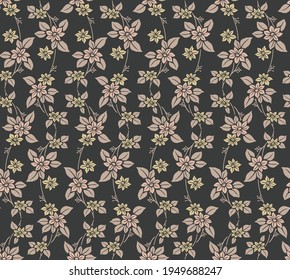 Japanese Curl Flower Branch Vector Seamless Pattern