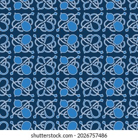 Japanese Curl Flower Lasso Motif Vector Seamless Pattern