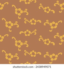 Japanese Curl Flower Leaf Motif Vector Seamless Pattern