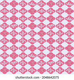 Japanese Curl Flower Mosaic Vector Seamless Pattern