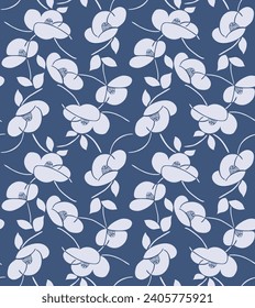  Japanese Curl Flower Motif Vector Seamless Pattern