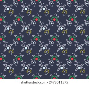Japanese Curl Flower Motif Vector Seamless Pattern