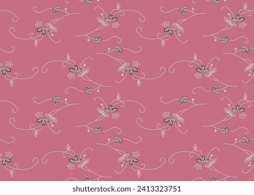 Japanese Curl Leaf Branch Vector Seamless Pattern