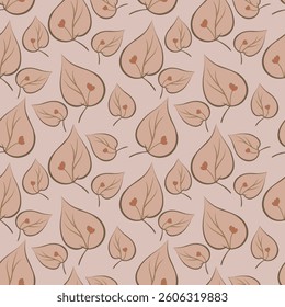 Japanese Curl Leaf Fall Vector Seamless Pattern