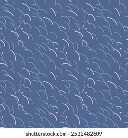 Japanese Curl Line Flow Vector Seamless Pattern