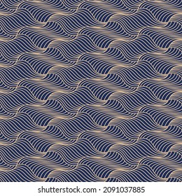 Japanese Curl Line Ocean Wave Vector Seamless Pattern