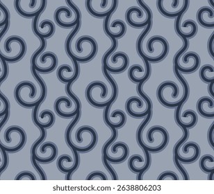 Japanese Curl Line Stripe Vector Seamless Pattern
