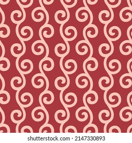 Japanese Curl Line Vine Vector Seamless Pattern