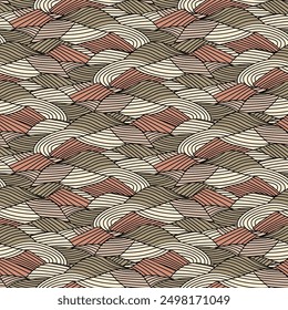 Japanese Curl Line Wave Vector Seamless Pattern
