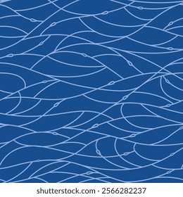Japanese Curl Line Wave Vector Seamless Pattern