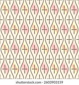 Japanese Curl Line Zigzag Vector Seamless Pattern