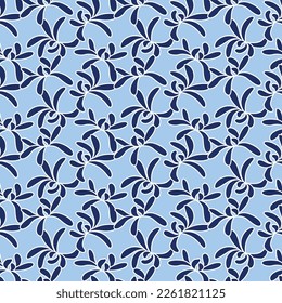 Japanese Curl Petal Flower Vector Seamless Pattern