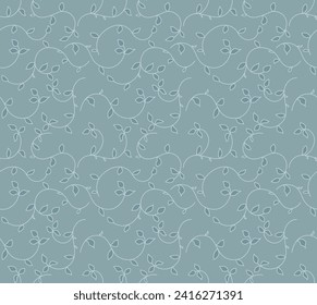 Japanese Curl Vine Line Vector Seamless Pattern