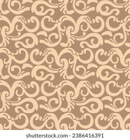 Japanese Curl Vine Vector Seamless Pattern
