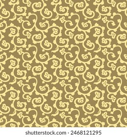 Japanese Curl Vine Vector Seamless Pattern