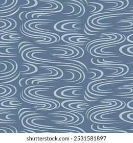 Japanese Curl Wave Line Vector Seamless Pattern