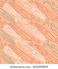 Japanese Curl Wave Line Vector Seamless Pattern
