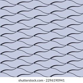 Japanese Curl Wave Net Vector Seamless Pattern