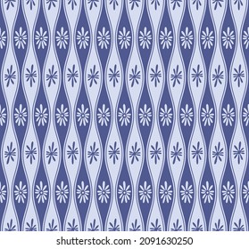 Japanese Curl Zigzag Flower Vector Seamless Pattern