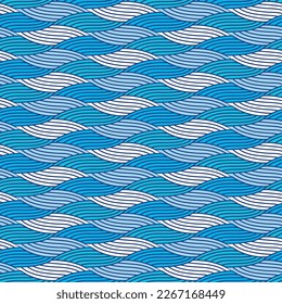 Japanese Curl Zigzag Ocean Wave Vector Seamless Pattern